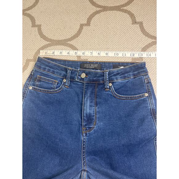 JUDY BLUE HIGH WAIST TUMMY CONTROL FLARE JEANS Raw hem, size 7/28, MSRP $89 - Picture 8 of 15